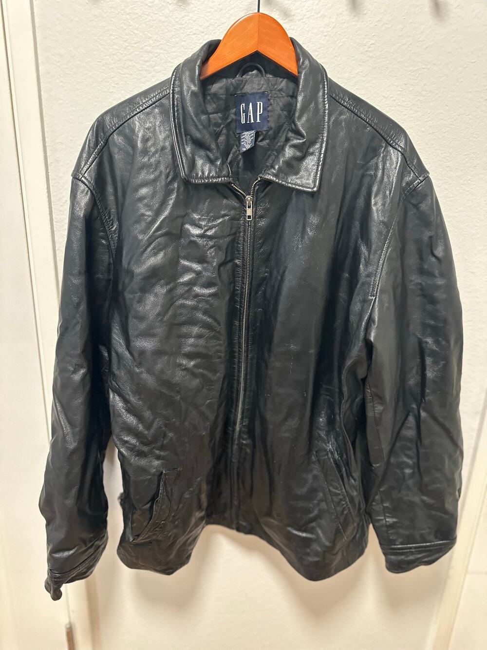 Vintage GAP Leather Moto Jacket, Size XL